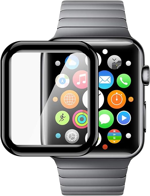 Amazon.com: Protector de pantalla para Apple Watch, 3D curvado borde  templado para Apple iwatch Series 3, Series 2, Series 1 (1.496 in), 38 mm,  Negro : Celulares y Accesorios