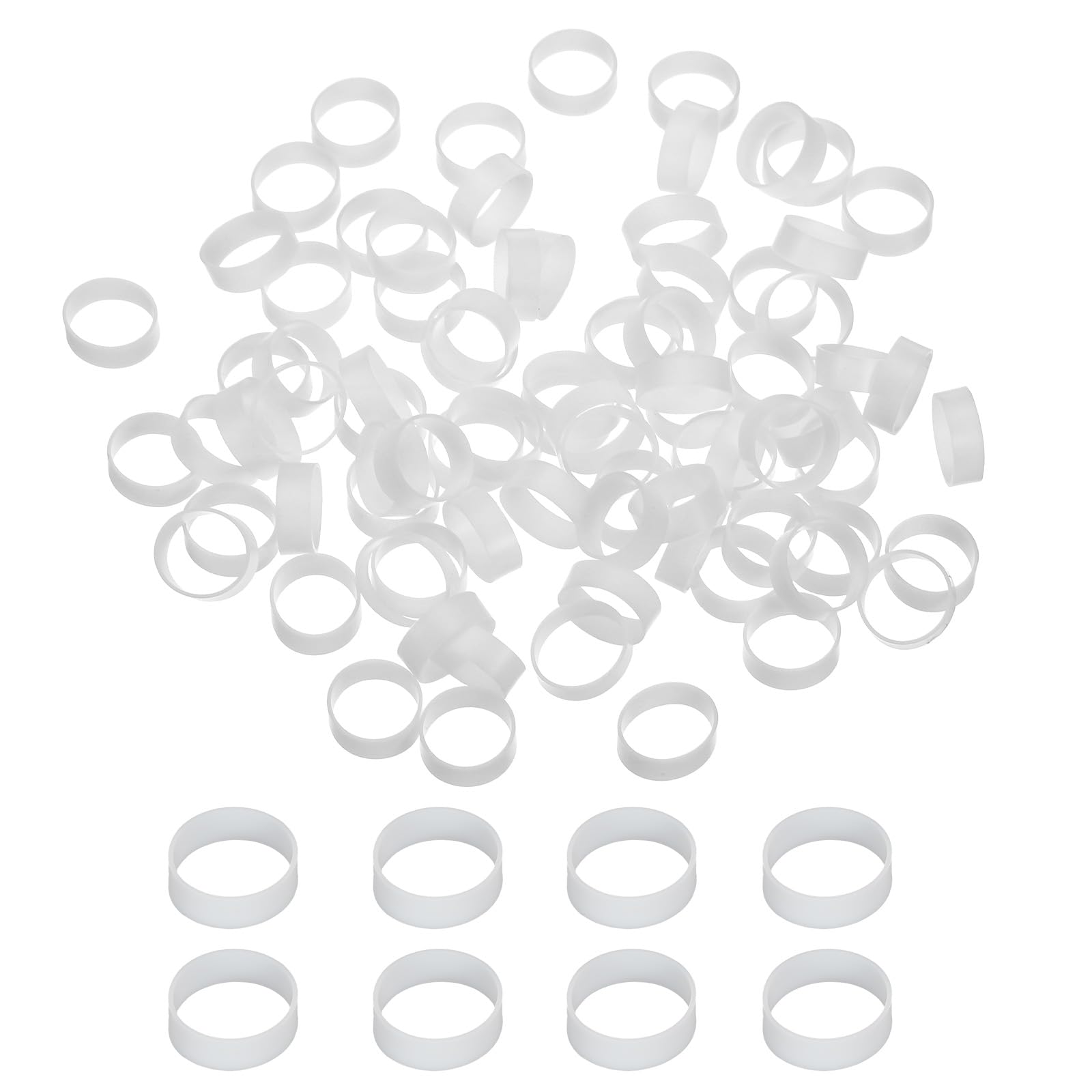 PATIKIL Silicone Rubber Bands Cable Ties 0.7", 200 Pcs Flat Rubber Elastic Band for Office Supplies Home Cord Wrapping White