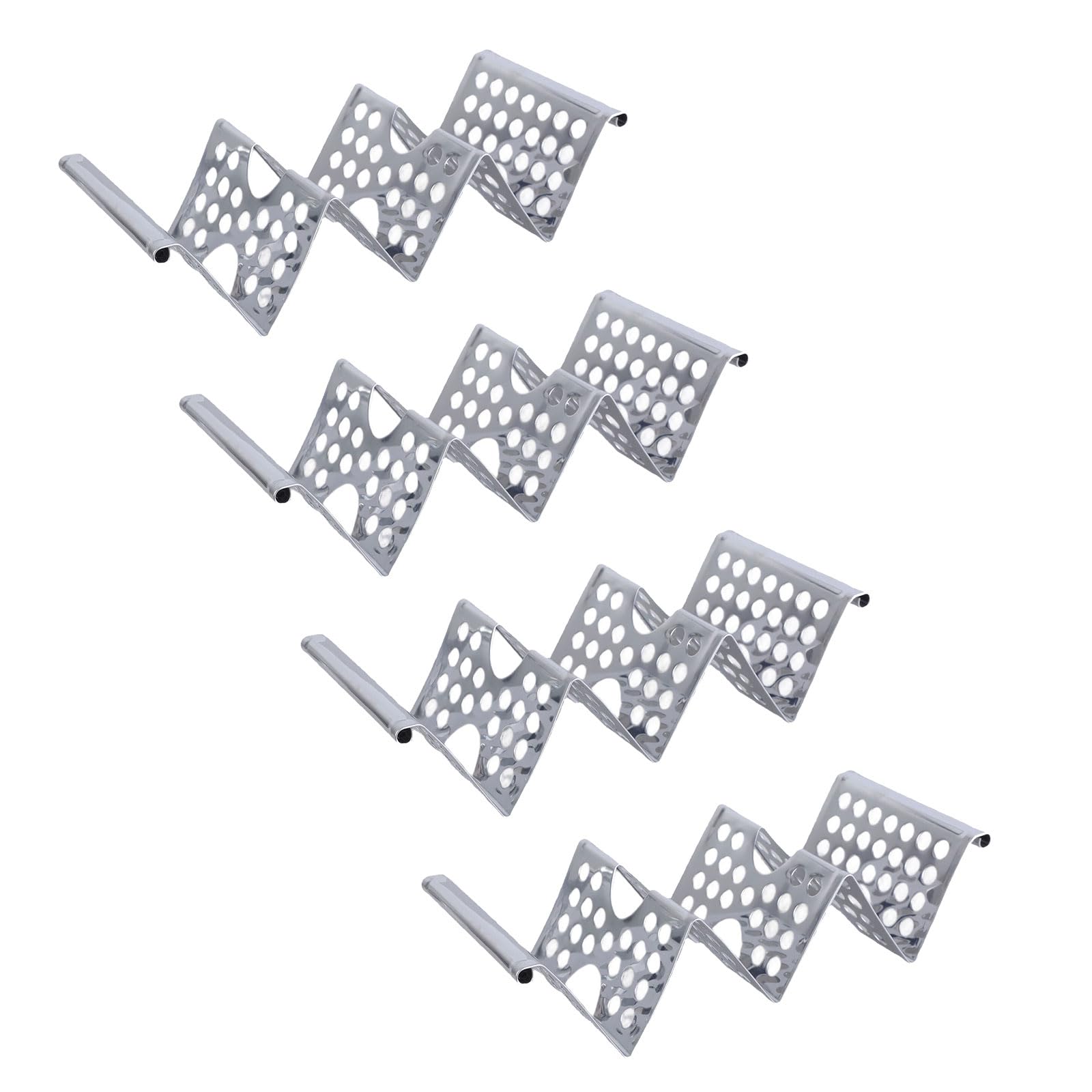 MICFENY 4pcs Practical Stainless Steel Tacos Holders Waved Designs Stand Rack for Tacos Burritos and More Dishwasher Safe