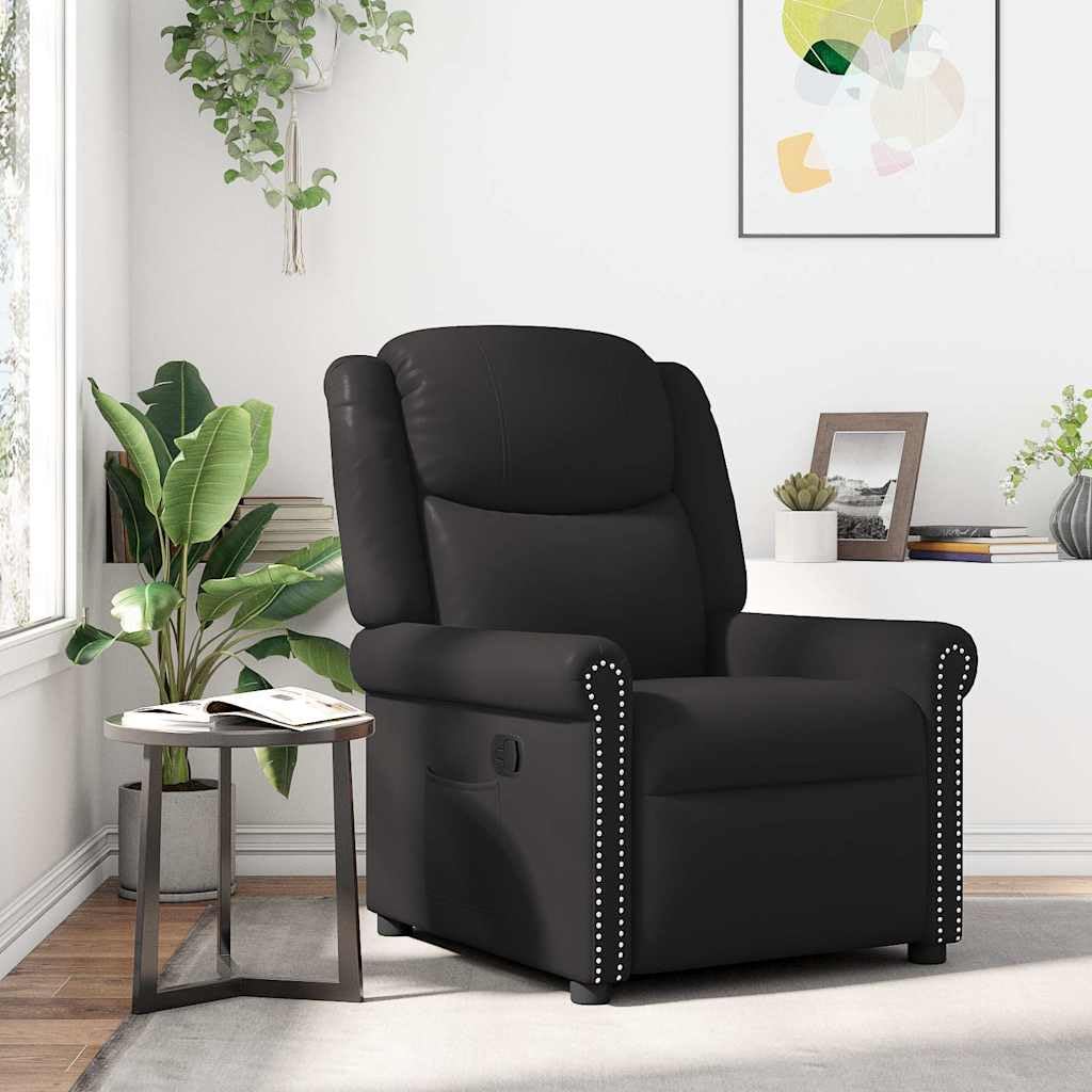 Sillón de relax de piel sintética, 77 x 92,5 x 99 cm, reclinador manual con bolsillo lateral, marco de madera y metal, sillón de salón o dormitorio