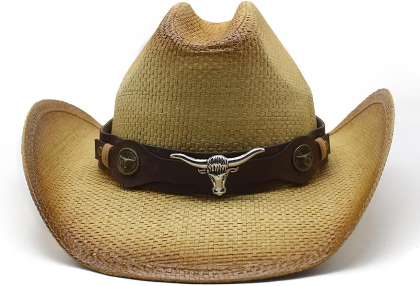 Western Cowboy Hat with Longhorn Bull Emblem, Brown Leather  display picture 3