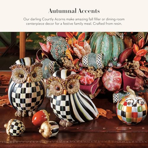 Image of MACKENZIE-CHILDS Decorative Acorns, Resin Acorn Fall Decor for Kitchen and Home, Set of 3, Black-and-White Courtly