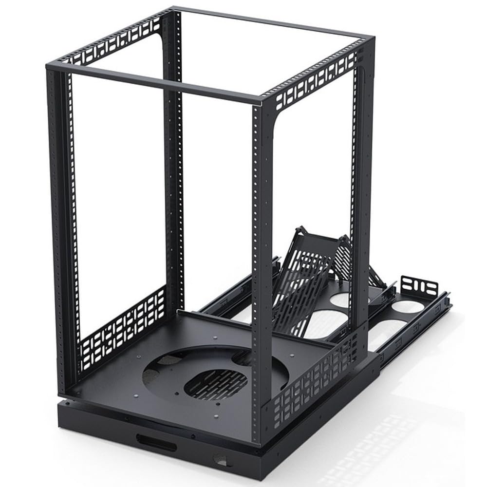 Rack de serveur pivotant de 19", pivotant à 360°, extensible jusqu'à 550 mm, construction en acier, noir 12HE - 20HE (20HE)