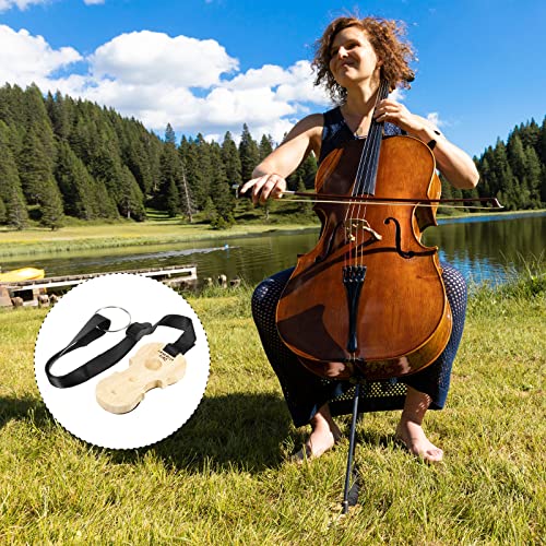 sourcing map Cello Endstift Stopfen Holz rutschfest Bodenschutz 4 Löcher mit verstellbarem 60cm Riemen für Cello Gleitschutz