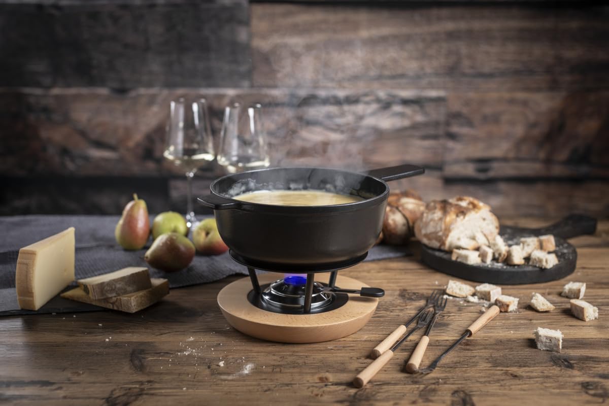 Kuhn Rikon 32324 Caquelon à Fondue en Fonte, 3,2 L, Compatible Induction