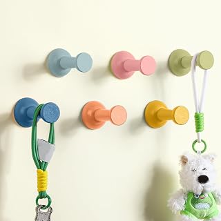 6 Pack Morandi Wooden Wall Hook, Adhesive Decorative Hanging Rack