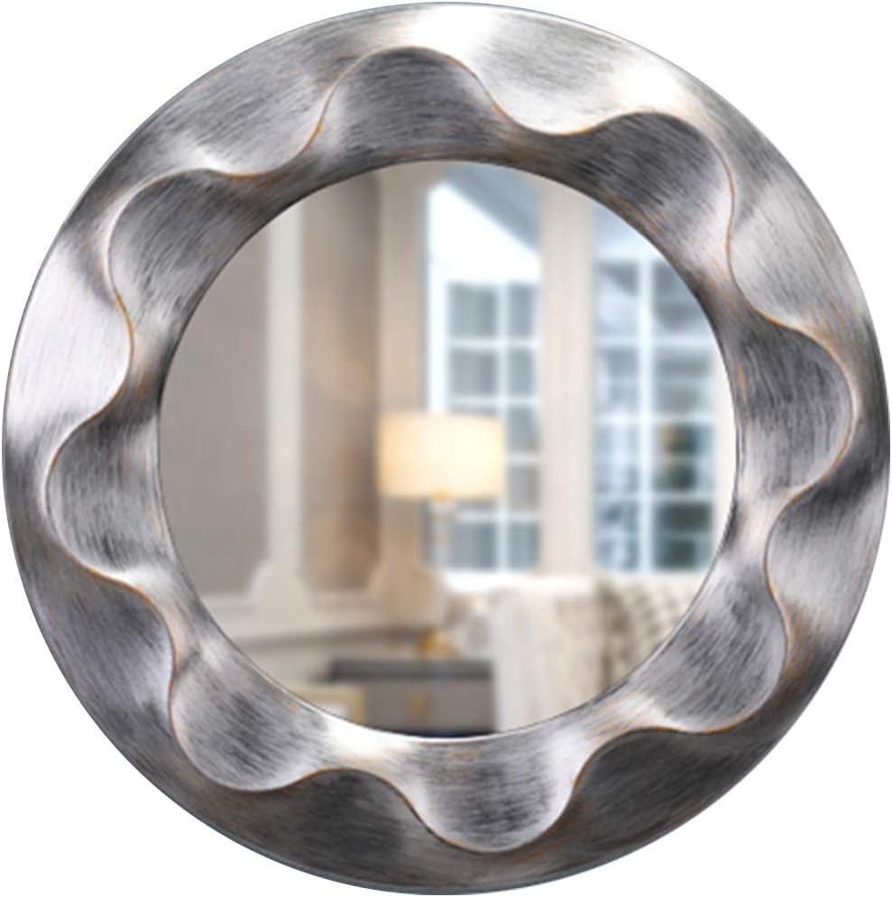 Corrugated Round Wall Mirror, Heavy Metal Industrial Style Wall Hanging Decoration, Suitable for Living Room, Corridor, Entrance Stool Wall Decoration