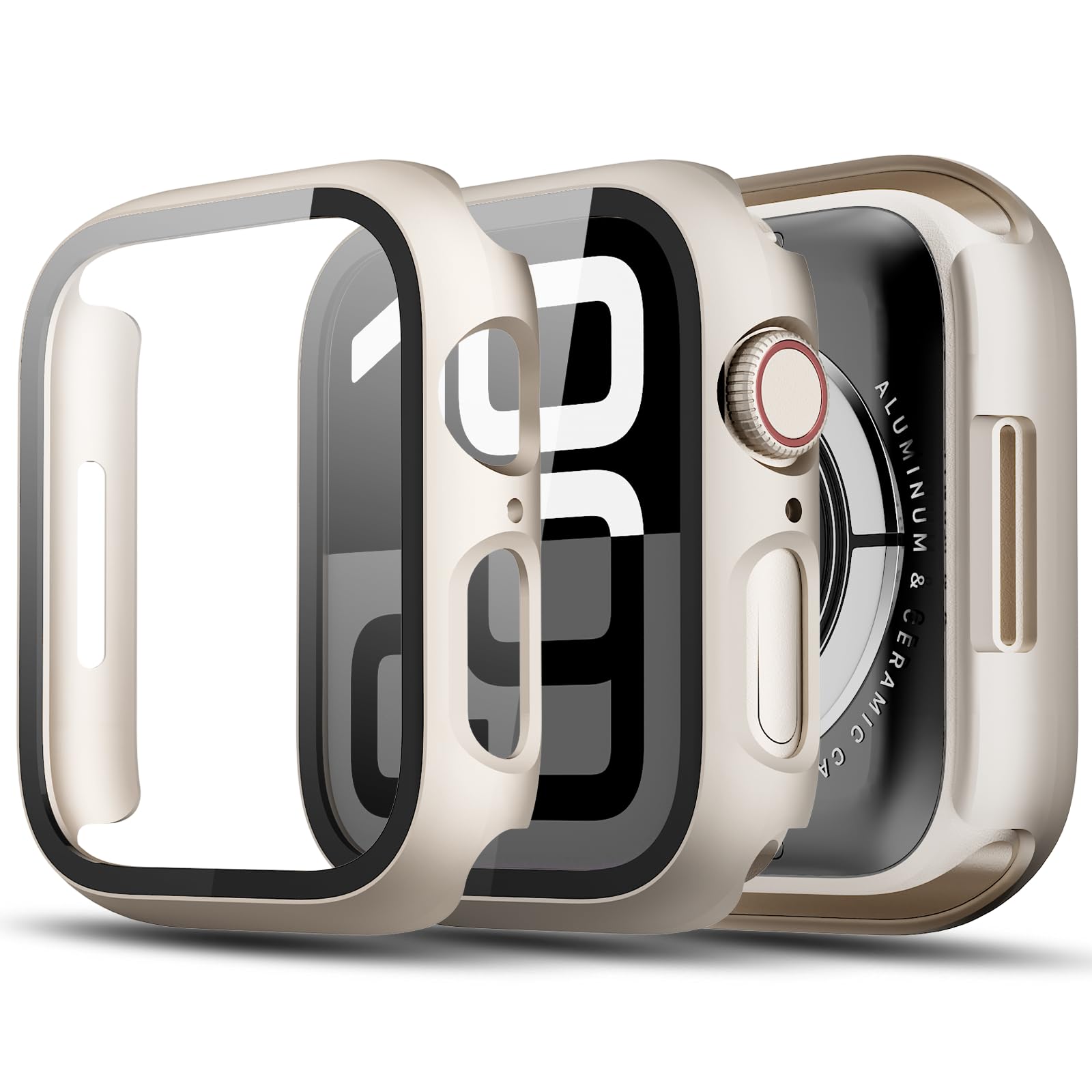 TGKML 2-Stück Kompatibel mit Apple Watch Series 9/8/7 Schutzhülle mit Displayschutzfolie 41mm, Hard Gehäuse Eingebaut Kratzfest Gehärtetes Glas Schutzfolie für iWatch 41mm, Polarstern*2