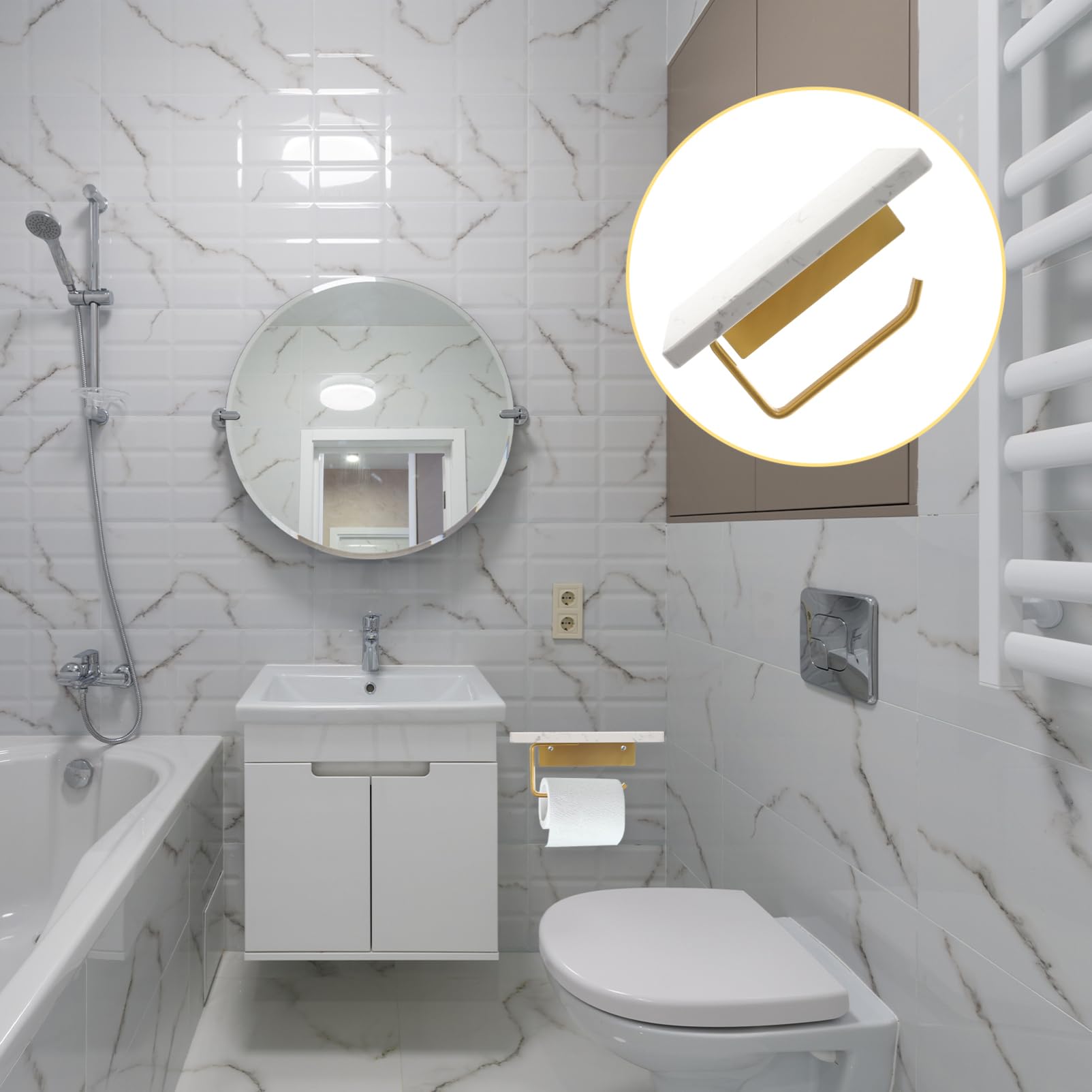 Portarrollos de Papel Higiénico de Mármol Blanco para Pared