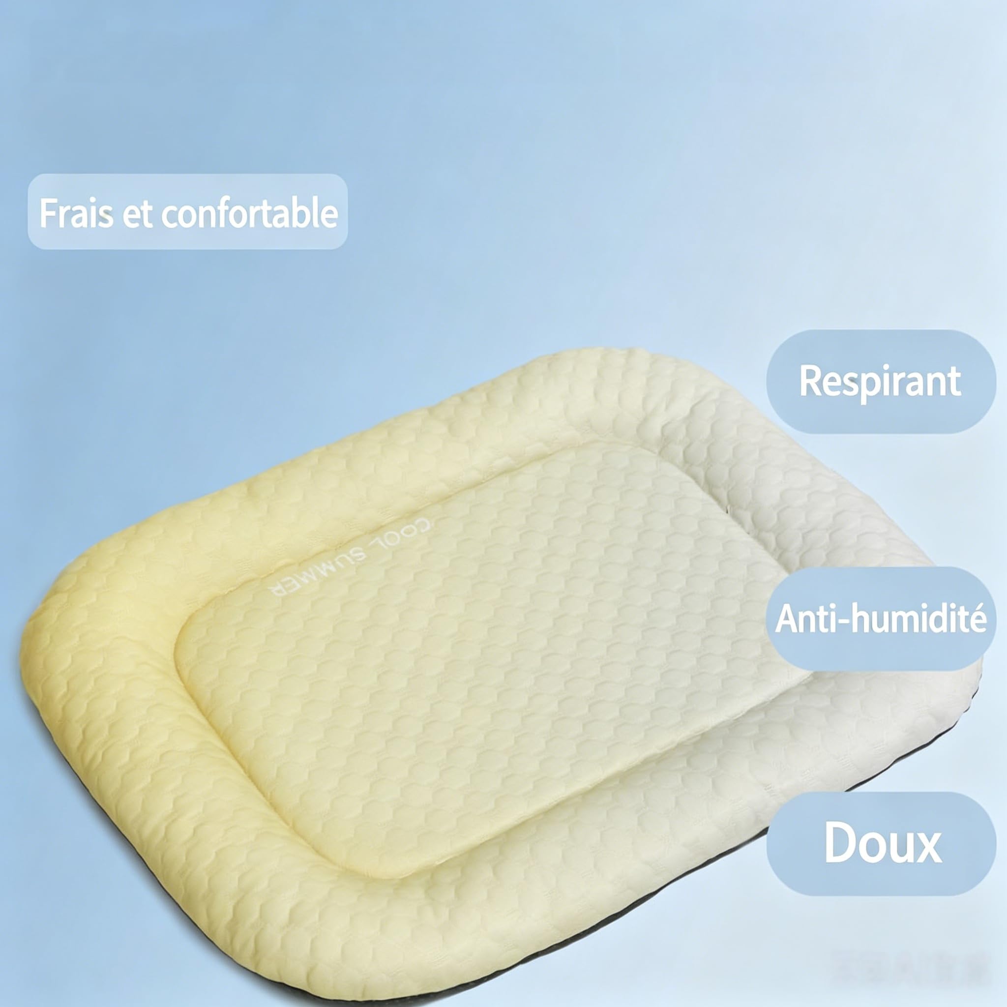 Kühlmatte 3D für Tiere Ice Bean – Bett für Katzen und Hunde, atmungsaktiv, feuchtigkeitsabweisend, weich und bequem, Grau: XL