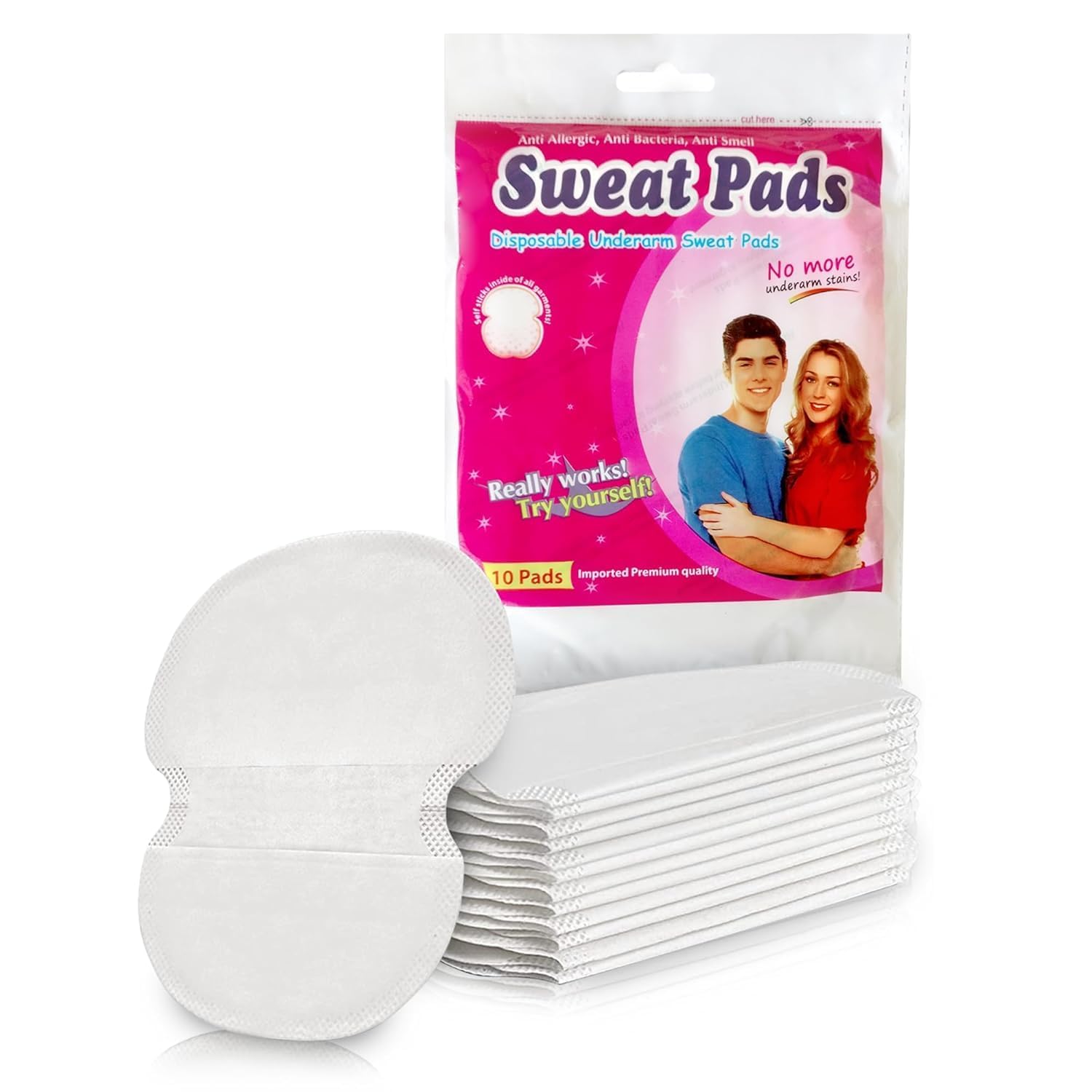 Disposable Underarm Sweat Pads for Women and Men, Leak Resistant Sweat Absorbing Pads for Underarms, Suitable for Blouse, Wedding, Office and Daily Use (1 Pack)