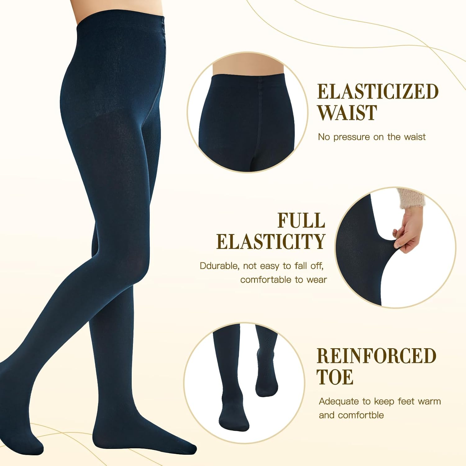 MANZI Girls Opaque Tights 400 Denier Fleece Lined Tights(Pack of 2) - Image 2