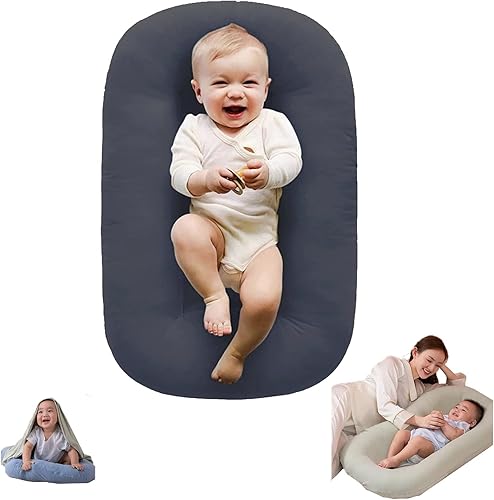 Tumbona de bebé, almohada para tumbona de bebé de 0 a 24 meses, nido de tumbona para bebé, almohada para tumbona para recién nacido (gris oscuro)