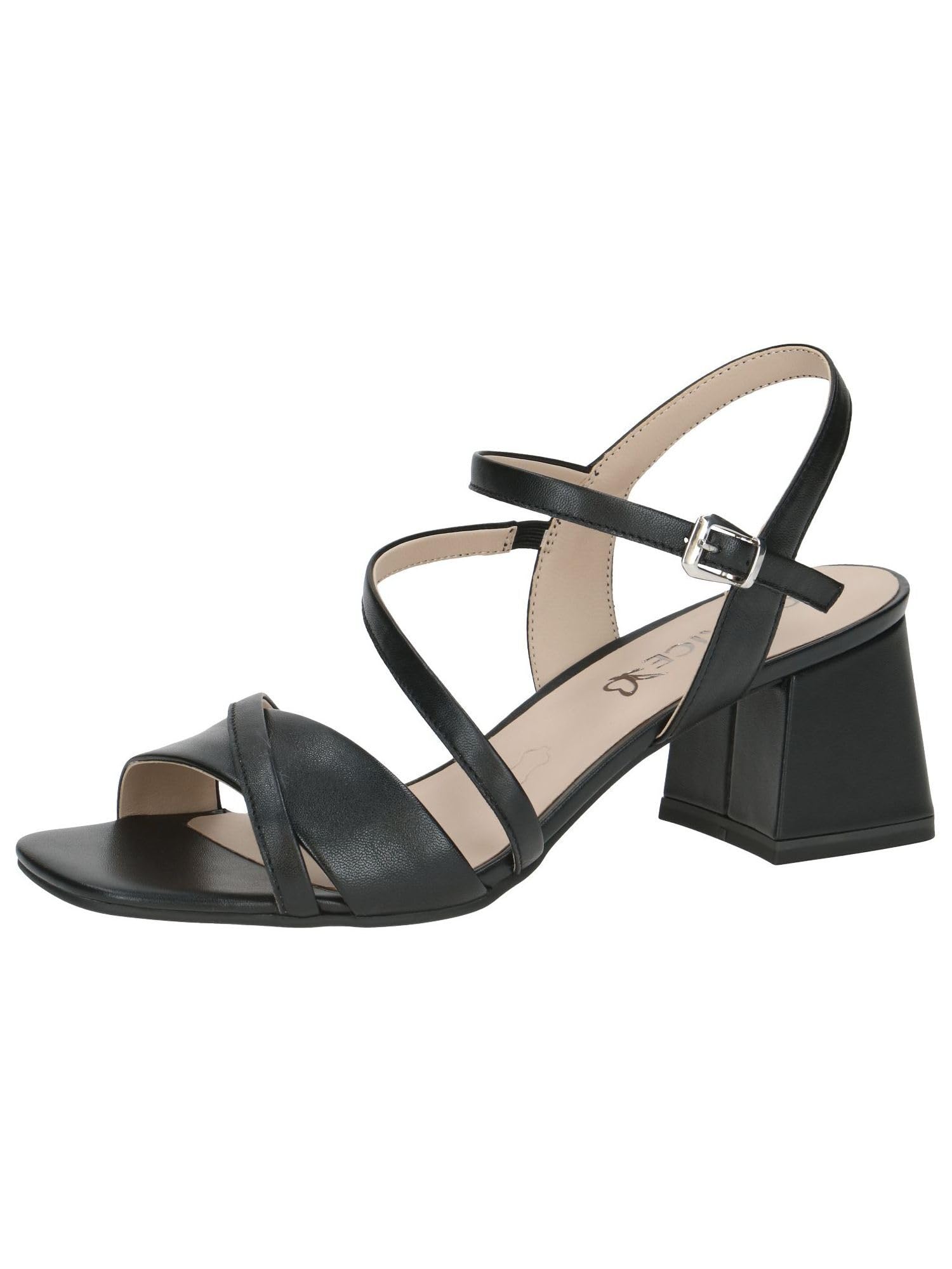 CAPRICE Women's Leather Heeled Sandals Festive, Black (Black Nappa), 4 UK