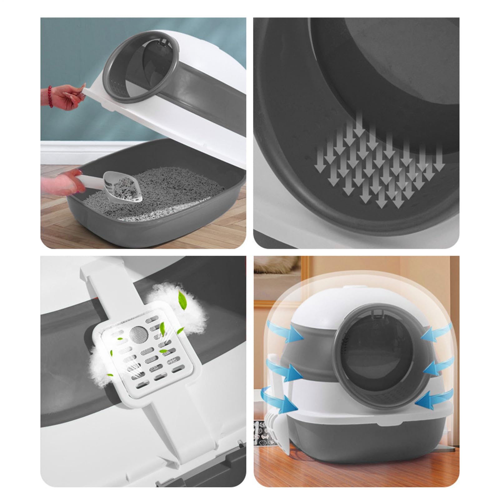 De para Gatos con Tapa Baño para Mascotas Plegable con Control De Olores | Con Pala Y Tapa Para Gatos Para Mascotas En Interior Para Hogar En Esquina Para Apartamento Y Para Viaje