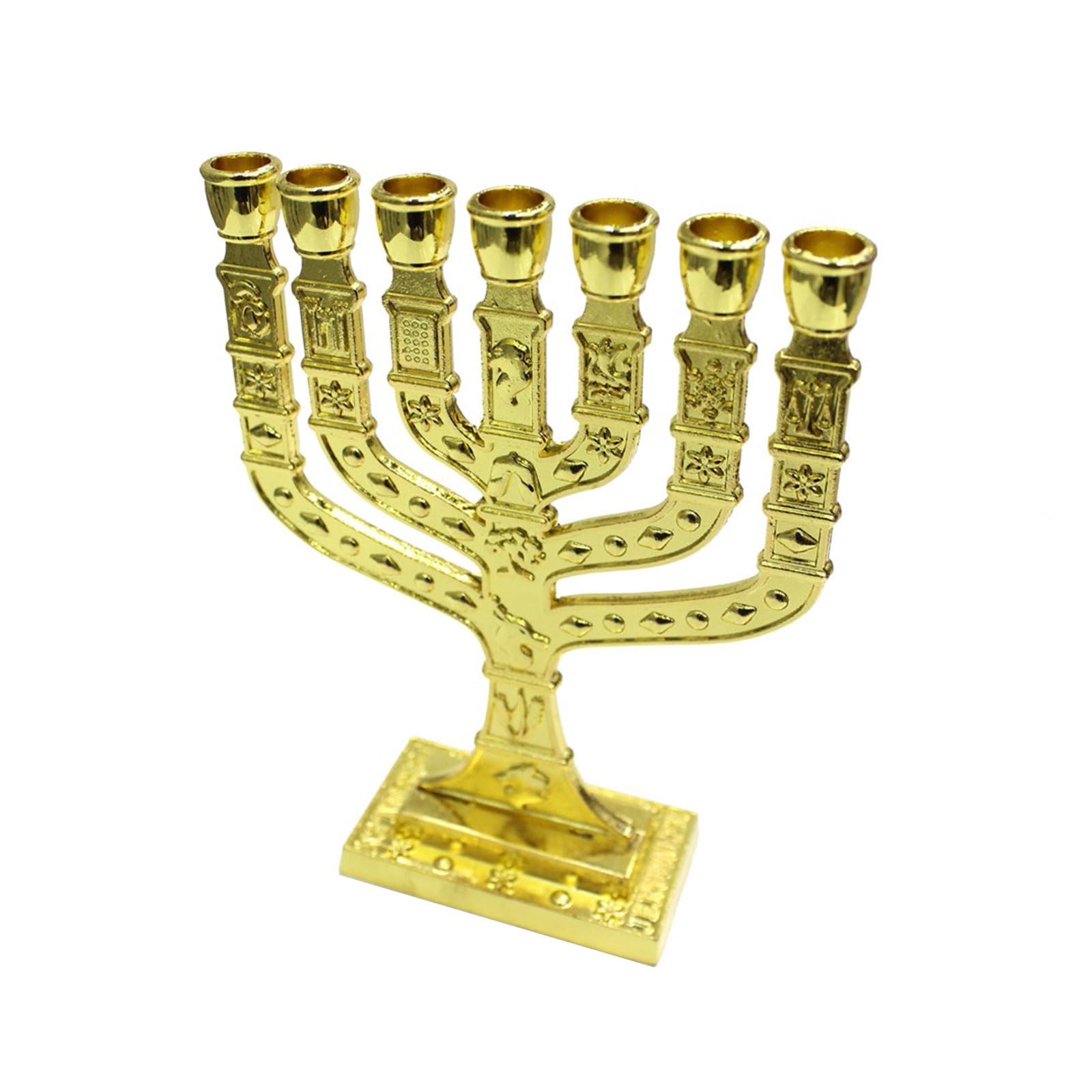 Tapers Holder Desktop 7 Branch Stand Centerpiece for Hanukkah Menorah Candlestick Grail Ornament Religious Stand Holder