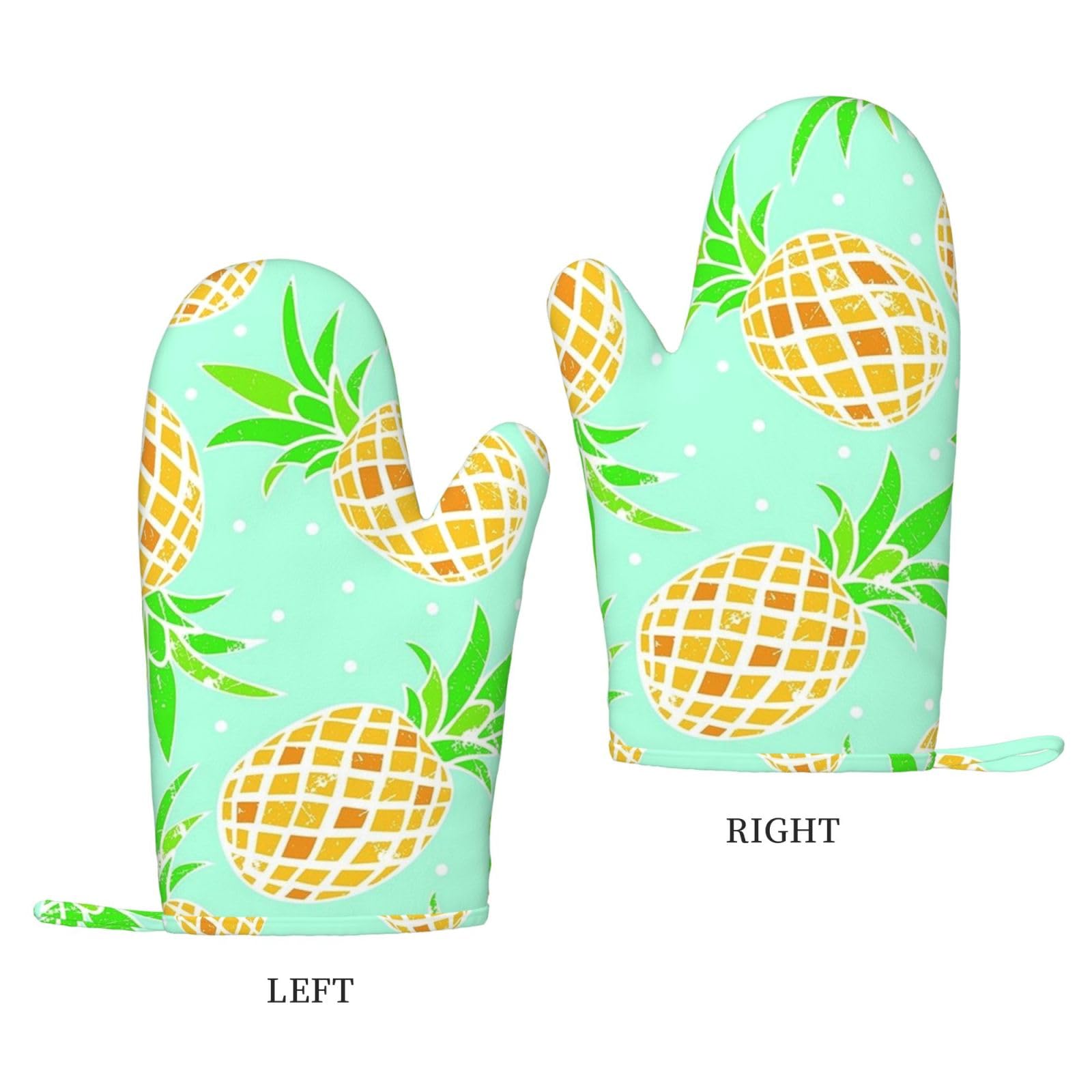 Zielony ananas nadruk żaroodporne rękawice i podkładka wielokrotnego użytku rękawice kuchenne