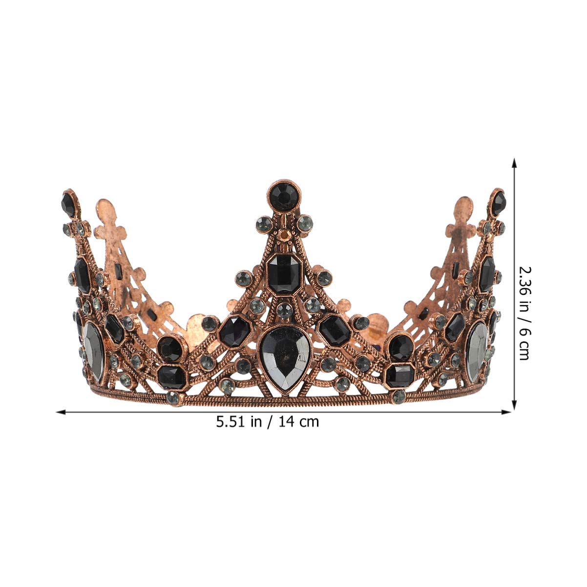 Lurrose Wedding Crown Headdress for Women Vintage Rhinestone Tiara Hair Accessory Retro Bridal Party Dance Stage Headpiece - Image 3