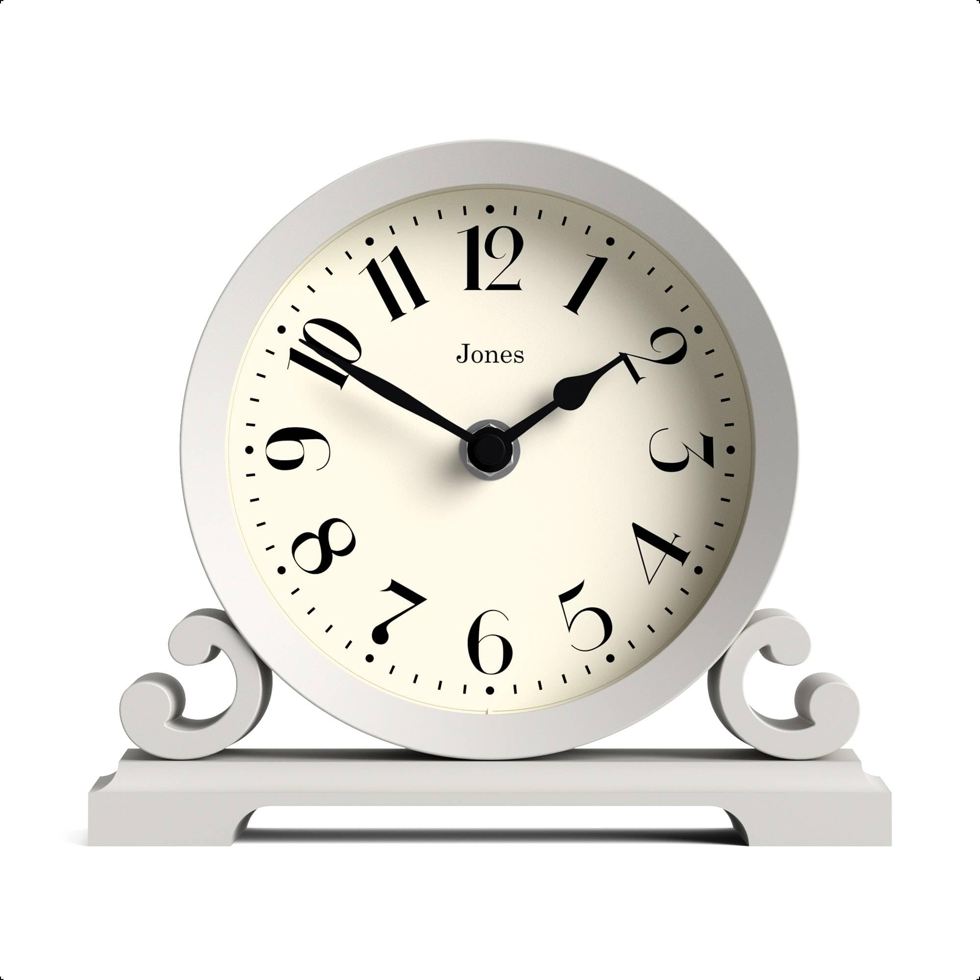 Jones Clocks® Saloon Mantel Clock - Traditional/Classic Design - Bedroom Clock - Living Room Clock - Office Clock - Mantel Clock - Desk Clock - Shelf Clock - Small Clock (Cloud Grey)