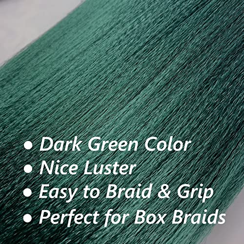 Emerald Green Braiding Hair Pre Stretched Kanekalon Braiding Hair Extension 26 Inch Colored Synthetic Fake Hair For Braiding #TOP2
