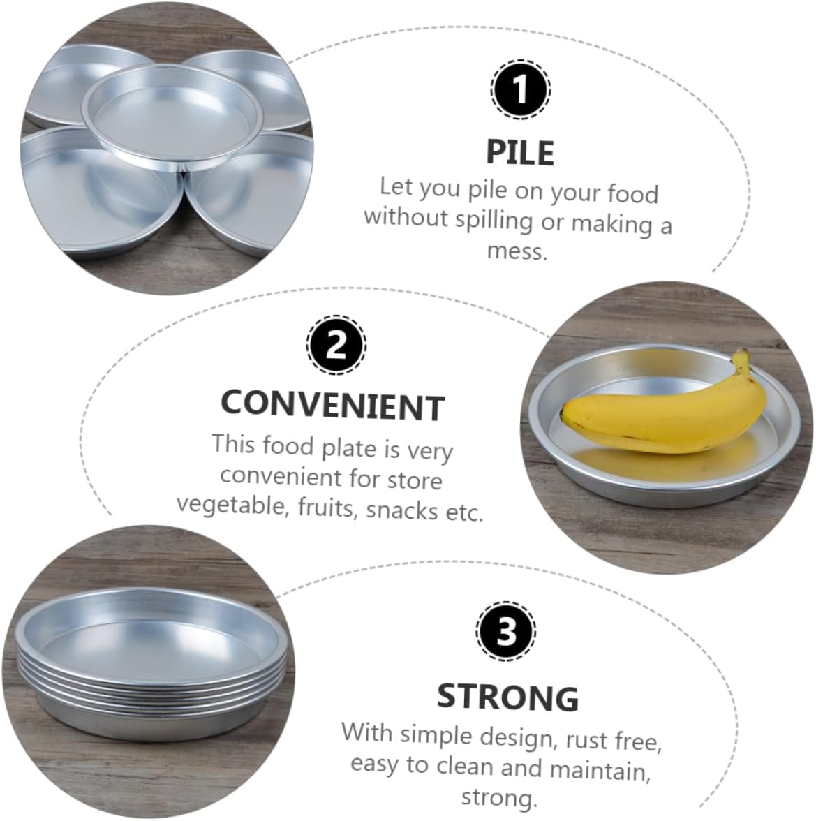 Alloy Dinner Plate Set 5 Pcs Snack Dish for Bbq Outdoor Camping Banquet Family Gatherings