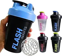 Shakeira de Academia 400ml Vermelha com Mola Misturadora e Graduação Garrafa Plástica Resistente para Suplementos (VERMELHO)