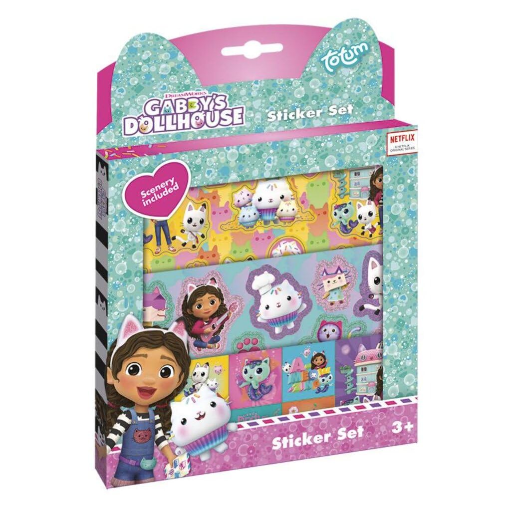 Totum Gabbys Dollhouse Stickerset, Includes Sticker Sheets and Scenery