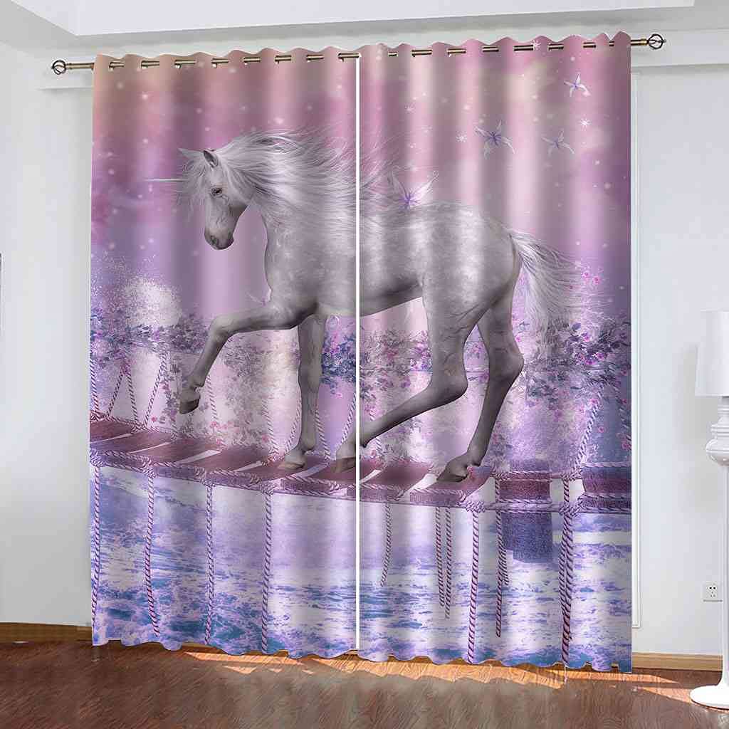 Rideau occultant à oeillets fée violet cheval blanc, rideau thermique 200x160 cm