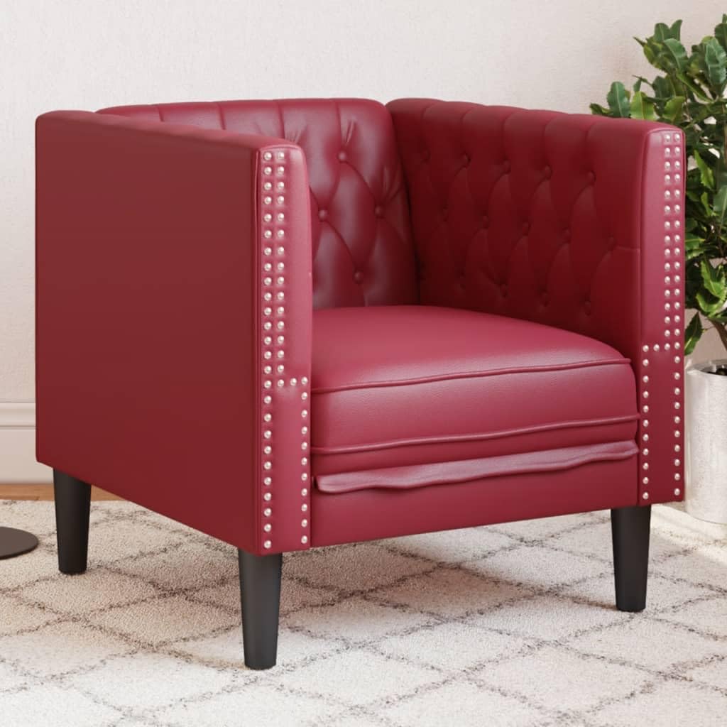 Chesterfield - Poltrona imbottita in similpelle, 71 x 74,5 x 70,5 cm, resistente, per soggiorno, ideale per rilassarsi