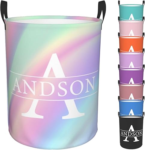 Cesta de lavandería personalizada con nombre, cesta de lavandería personalizada para niños y adultos, cesta de almacenamiento personalizada con asa