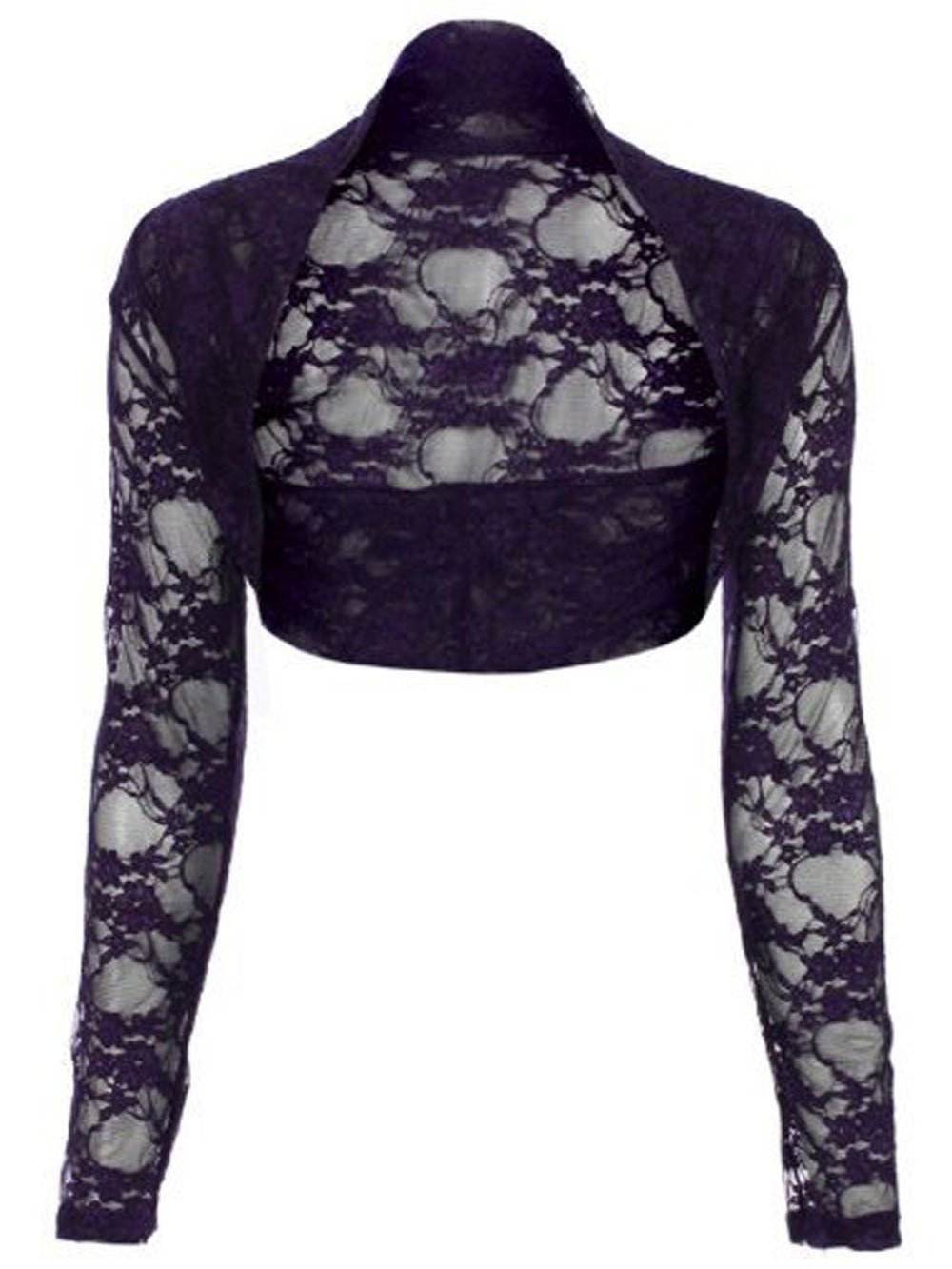 Divadames Womens Cropped Lace Shrug Ladies Bolero Purple Size S/M (UK 8-12)