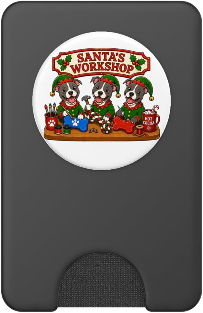 Pitbull Pittie Dog Santa's Workshop Toys Presents North Pole PopSockets PopWallet for MagSafe image 2