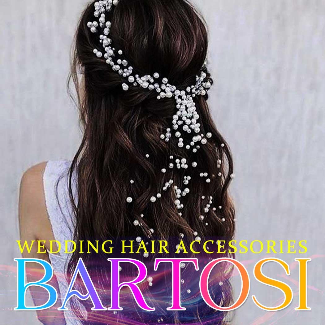 BARTOSI Pearl Bridal Headband Silver Pearl Tassel Wedding Hair Accessories Prom Headpiece for Women and Brides - Image 7
