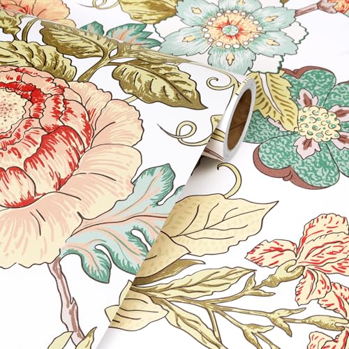 Papier peint floral vinyle imperméable pré-collé pour rénovation murale - 8