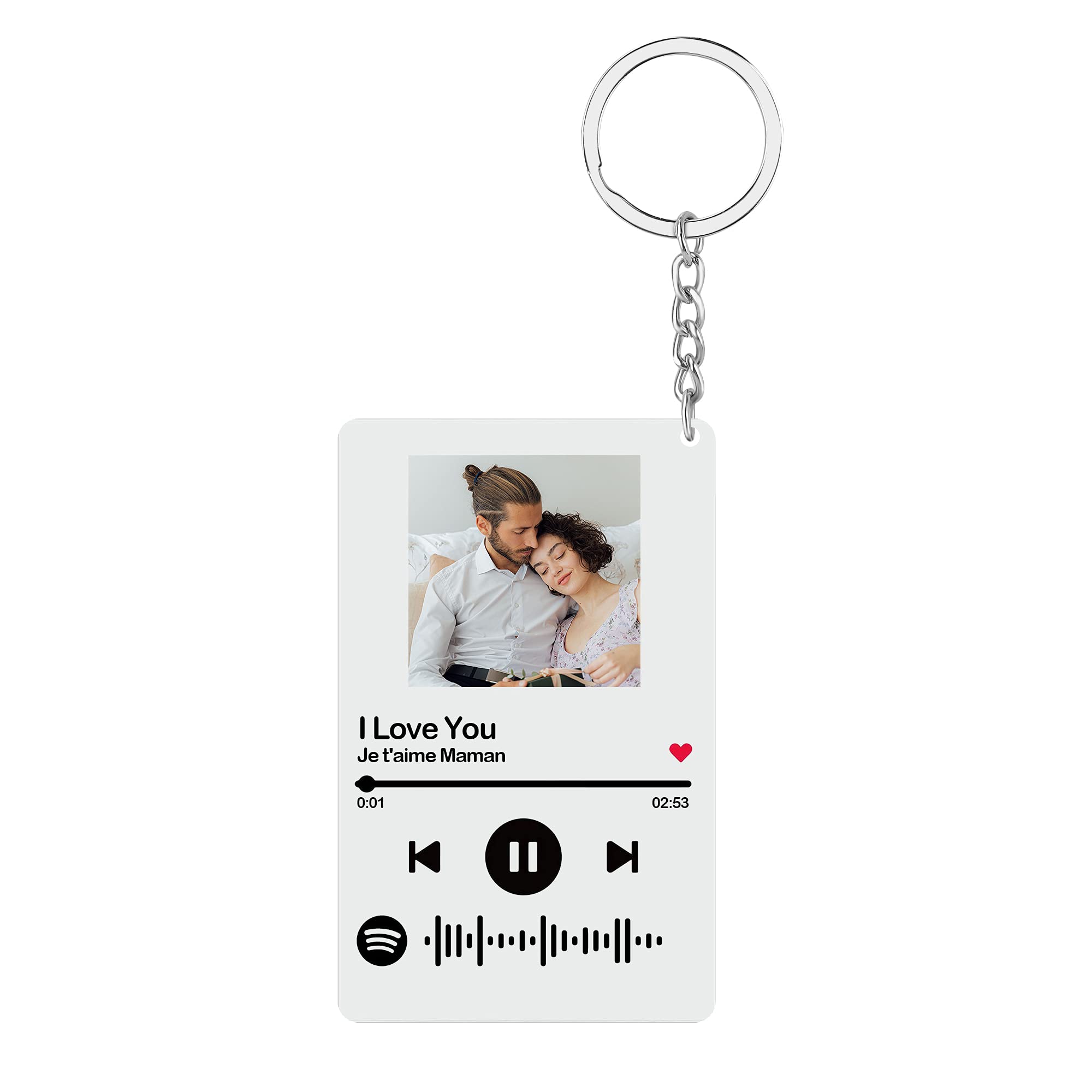 Jinlinjew Custom Spotify Glass Art Music Board Keychain, Personalized Music Keychain Link QR Code with Photo, Keychain Plaque Custom Engraved Acrylic Song Keychain for Gift