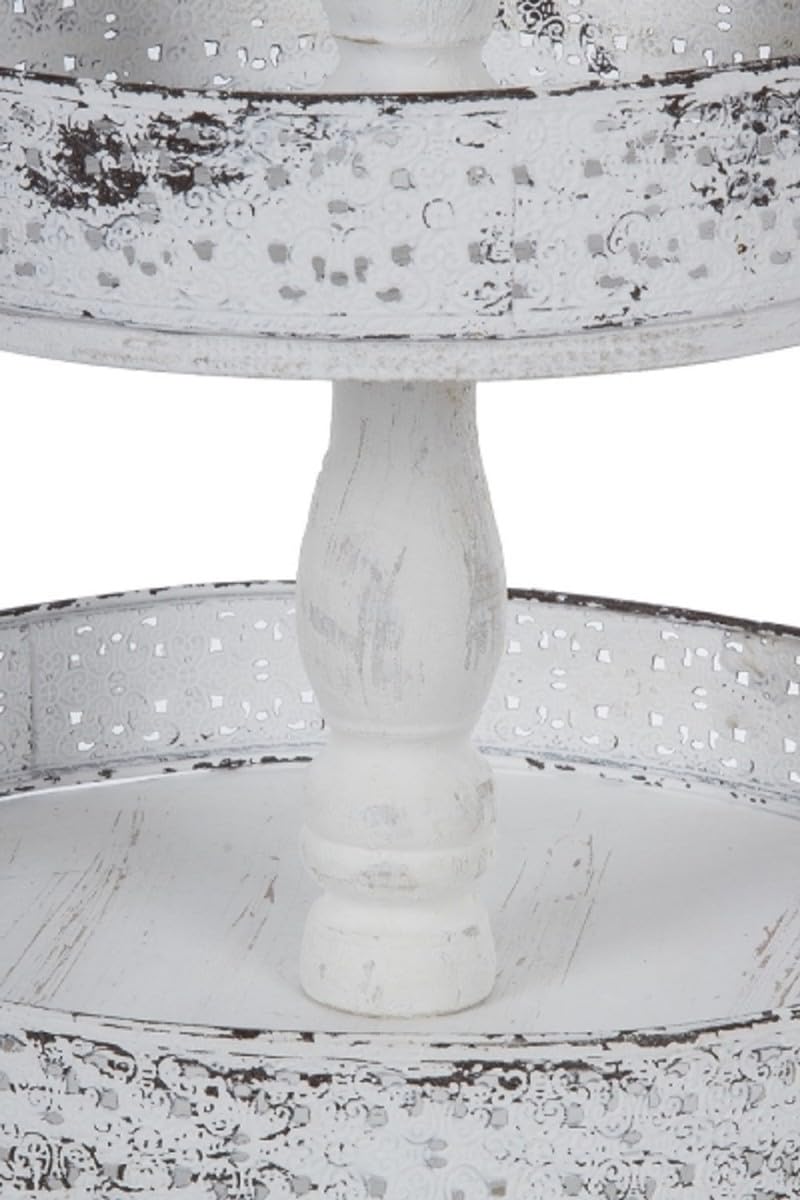 Casa Padrino Etagere Stile Country 3 stadi Shabby Chic Bianco Antico Ø 40 x H. 66 cm - Accessori Gastronomia