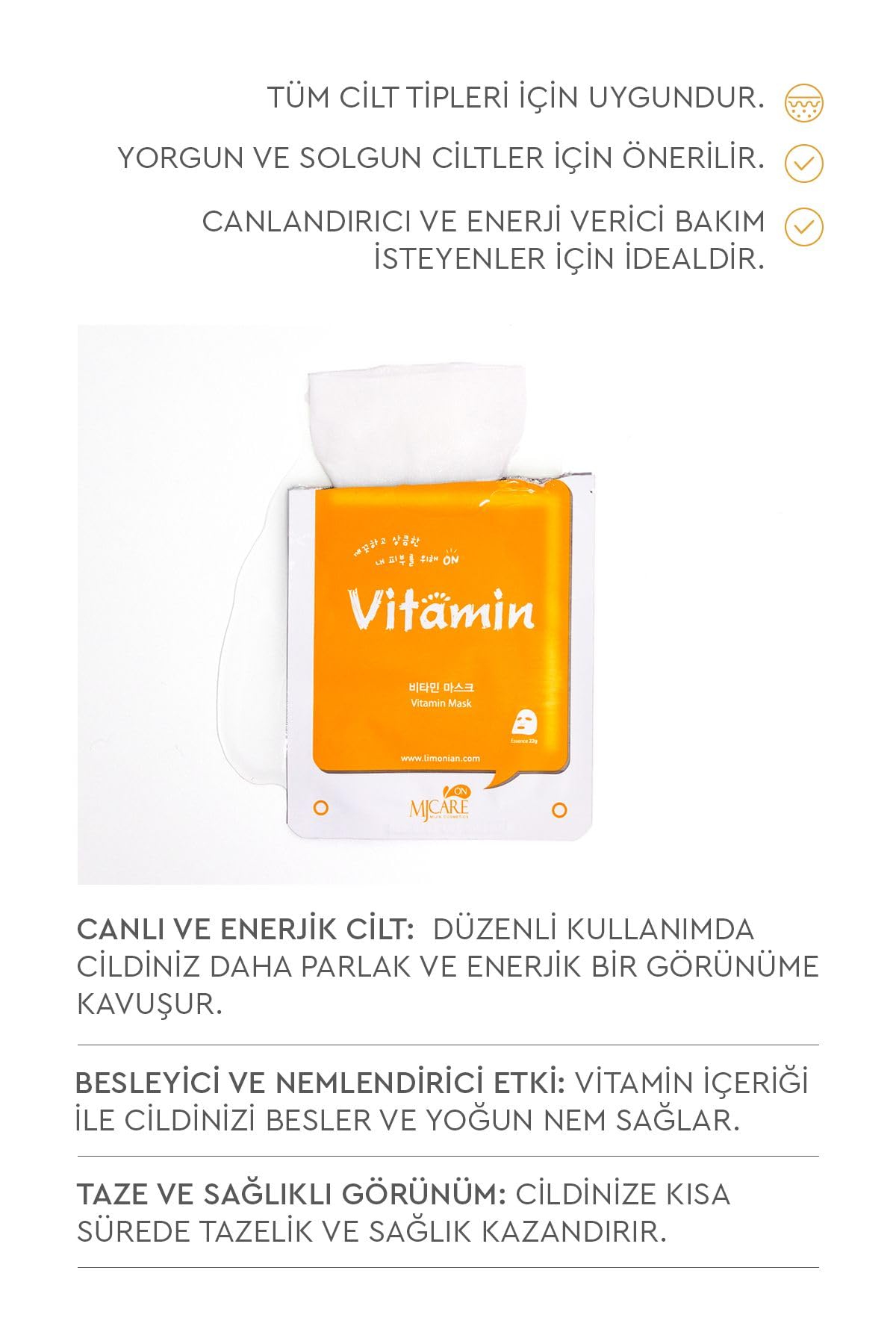 Mjcare On Vitamin Mask Vitaminli Yüz Maskesi 5'li
