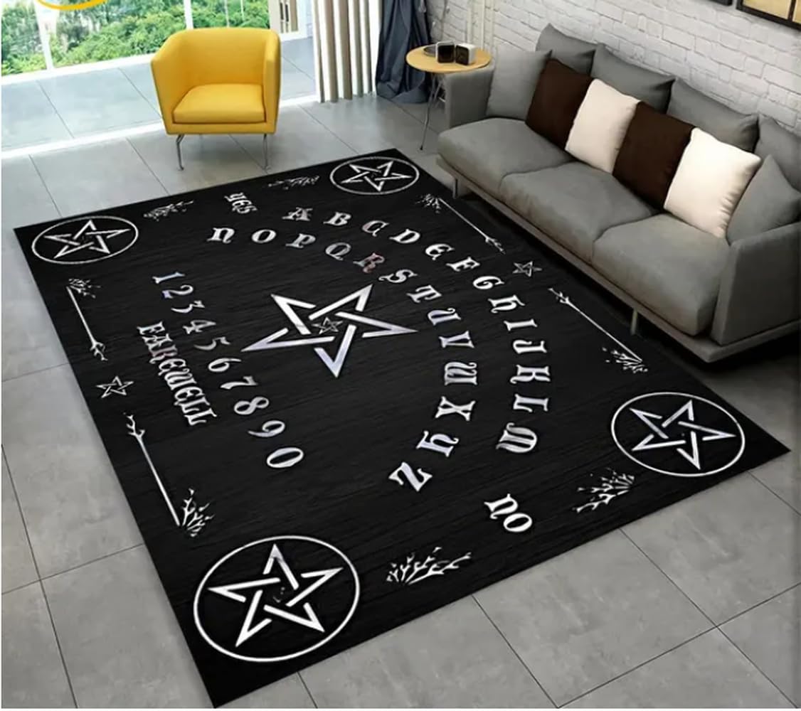 Tapis Sorcellerie Gothique Ouija en velours dense de 100X160Cm avec sol antidérapant