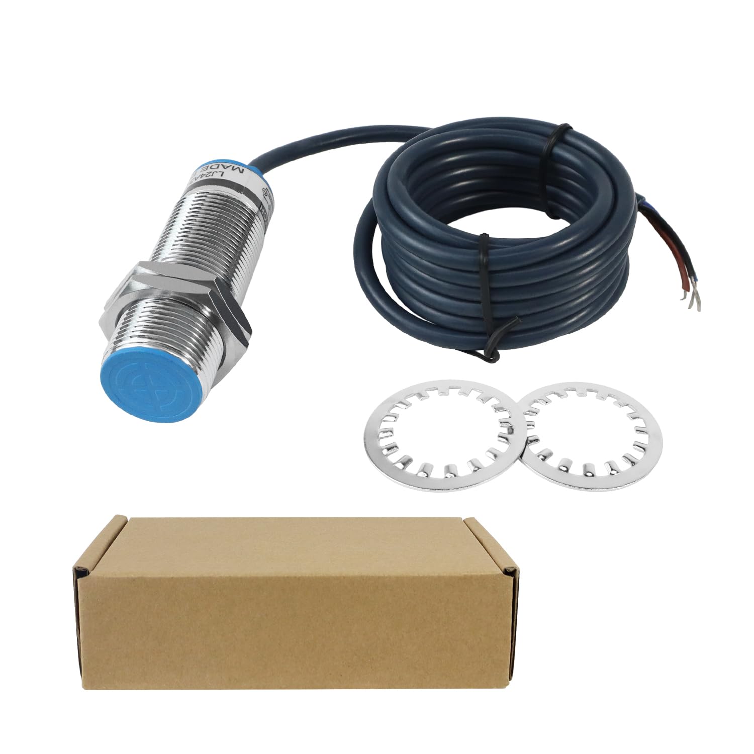 M24 Proximity Switch Inductive Proximity Sensor Switch 8mm Detection Distance, Shielded Installation, AC Type 110-220V, 3 Wire, NO+NC, LED Indicator