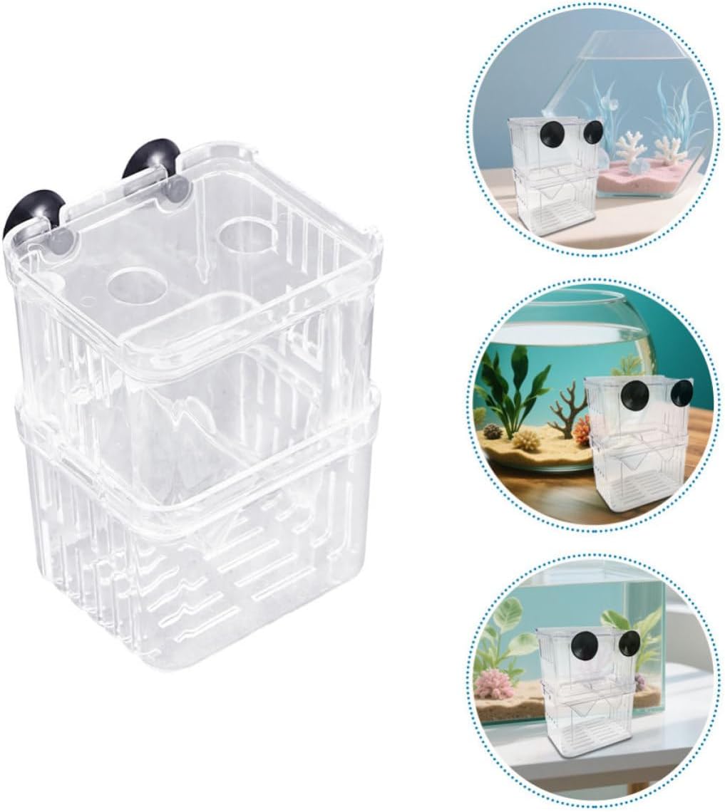 4pcs Fish Breeding Box Aquarium Incubator Box for Clownfish and Bettas | Plastic Dual-layer Self-floating Design, Independent Space Layout, Easy Setup and Cleaning for Home Aquariums
