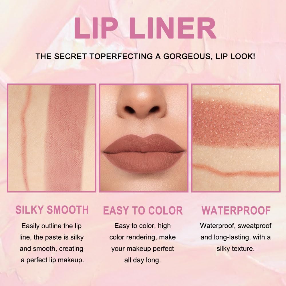 Kaely Lip Liner & Lipstick Set - Matte Lips -3 Kaely Lip Liner & Lipstick Set - Matte Lips -3