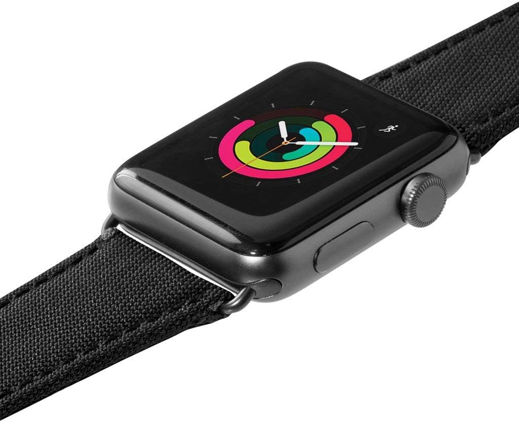 LAUT | Technical Watch Strap for Apple Watch Series 1/2/3/4 | High Spec Wrapped Nylon Strap | Rugged Style | Stainless Steel Clasp & Connectors (38mm / 40mm • Black Ops)