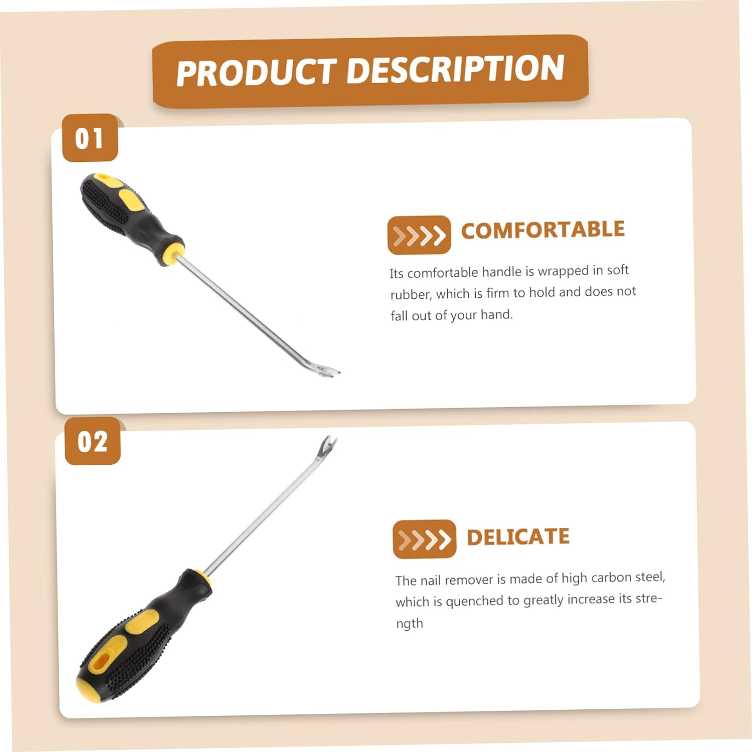 Vaguelly 2Pcs Handheld Nail Puller Tool Upholstery Tack Remover with Cut Design for Easy Removal of Staples and Nails for Carpenters and DIY Projects
