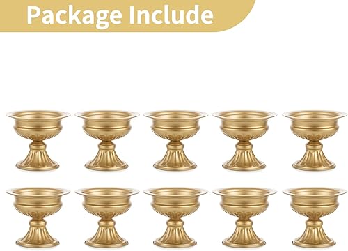 Miniatura 6 de Nuptio Jarrones dorados para centros de mesa de boda, 10 piezas de 6.5 pulgadas de altura, macetas elegantes para centros de mesa de boda para