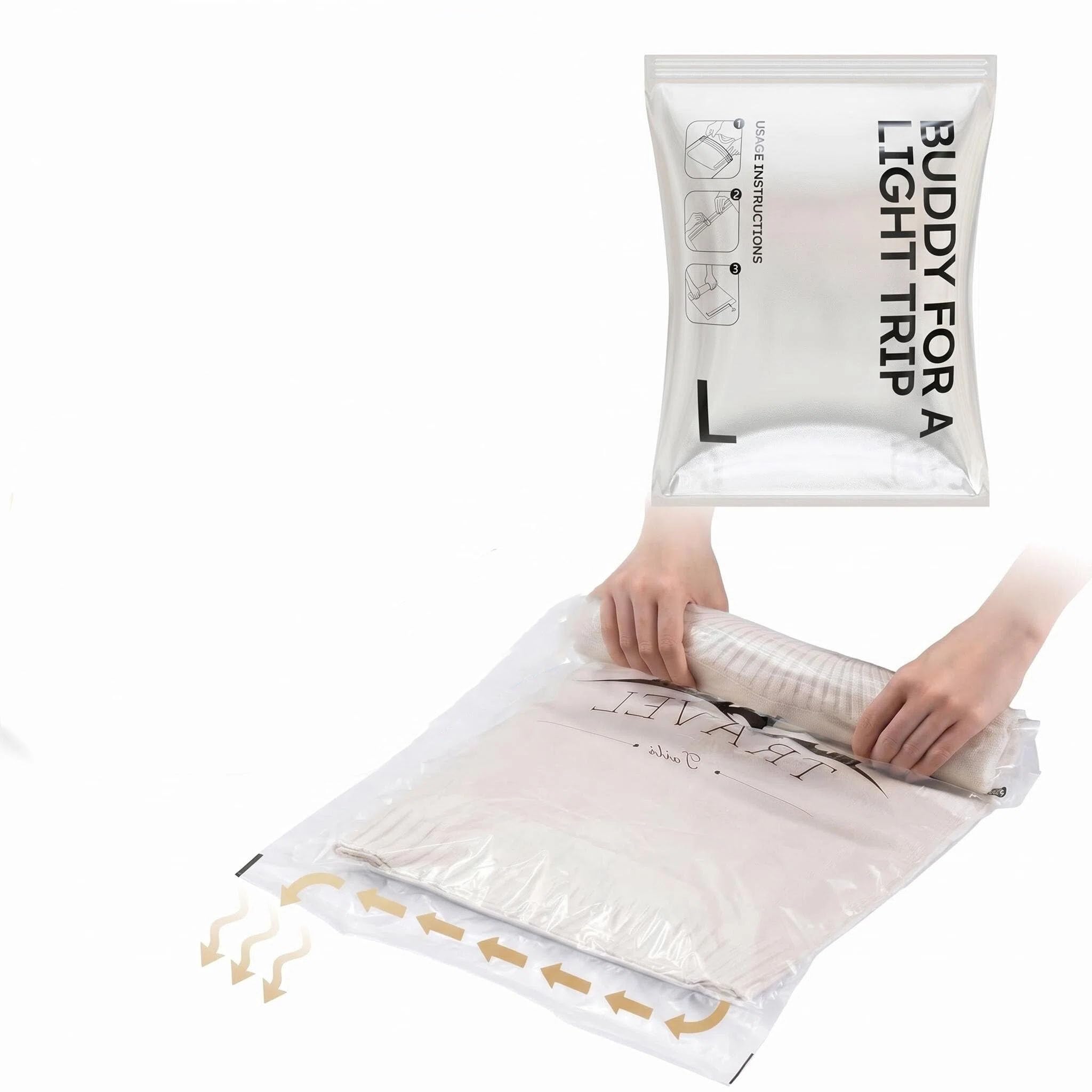 Durdiiy 15 Pcs Storage Bags, Space Saver Sealer Reusable Roll-Up Compression Vacuum BagsAirtight Bags for Clothes, Pillows, Comforters, Blankets, Bedding