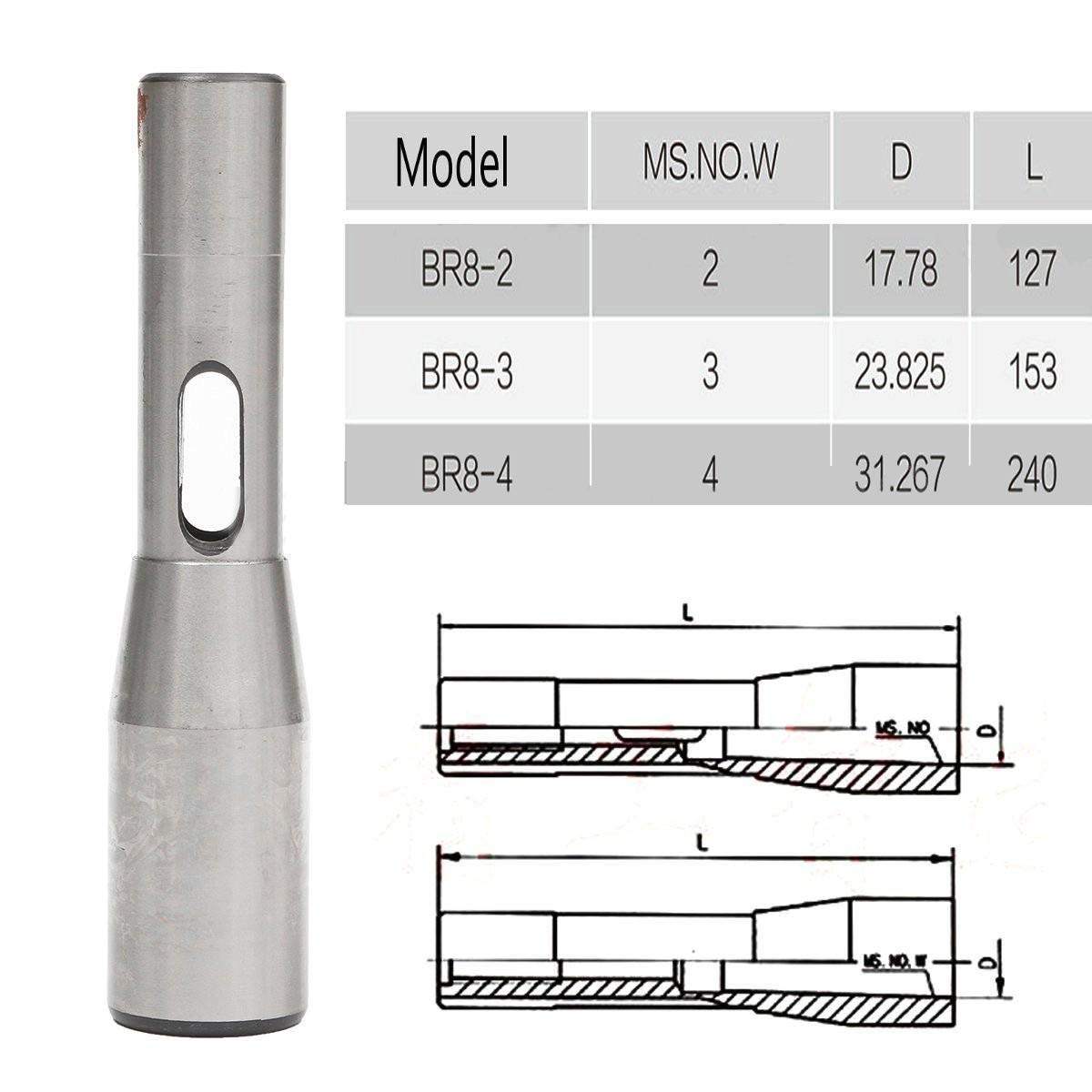 Taper Adapter R8 Shank Middle Reducing Adapter Reduction Drill Sleeve for Lathe Milling Drill Metric MS3
