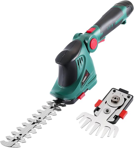 Cisaille taille-haie et gazon sans fil 12V, poignée rotative -30°/0°/60°, 2 lames, batterie 2000mAh
