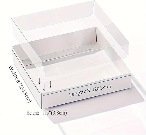 Miniatura 3 de RomanticBaking Paquete de 50 cajas de galletas transparentes de 8 x 8 x 1 14 pulgadas para regalo de chocolate cubiertas de pretzel, cajas de bombas