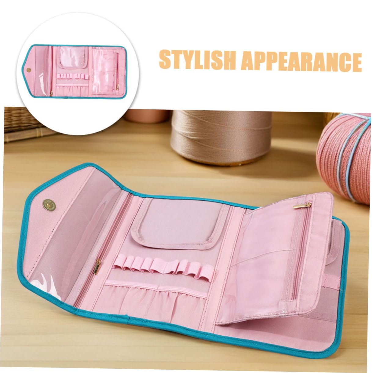 SHINEOFI Bolsa Organizadora para Ganchillos de Crochet con Múltiples Compartimentos Resistente Tela Oxford y Estructura Plástica Diseño Protector y Portátil para Almacenar Herramientas de