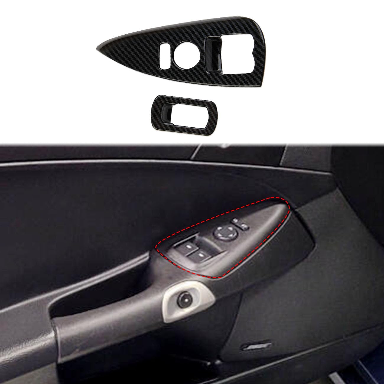 Carbon Fiber Style Interior Window Switch Cover Trims Accessoriess for 2005-2008 Chevy Corvette C6
